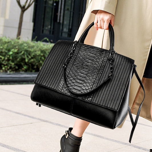 Minimalist Tote Bag | High-End Crocodile Embossed Leather Handbag
