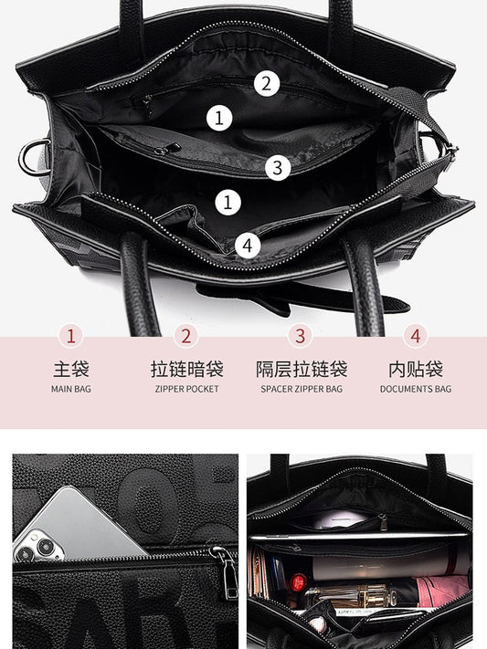 Large Tote Bag | Simple Customizable Shoulder Bag with Letter Print