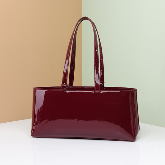 Retro Patent Leather Bag | Large Capacity Commuter Shoulder Bag