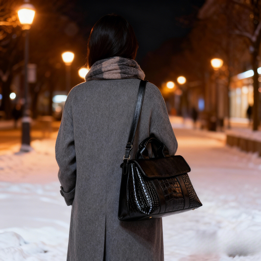 Woven Leather Handbag | Large Capacity Bag for Professional Settings