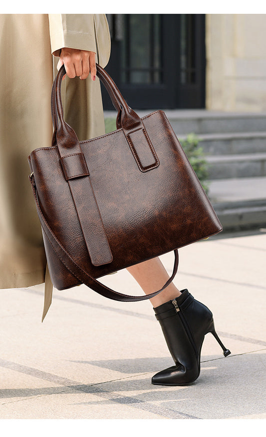 Signature Print Handbag | Vintage Style Large Tote for Commute, High-End